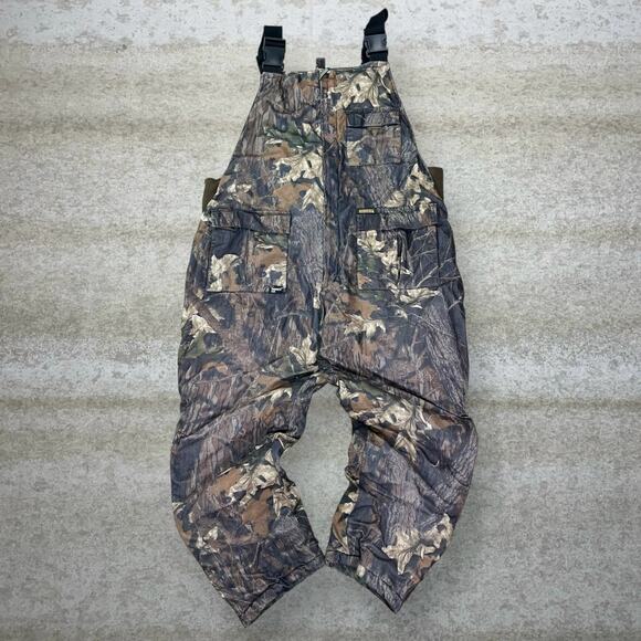 Vintage Mossy Oak Hunting Camo Overalls Baggy Fit Insulated Remington 2XL 90s - Picture 1 of 4